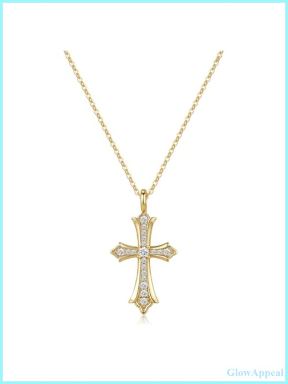 Gold Plated Cubic Zirconia Dainty Cross Pendant Necklace Faith Gift
